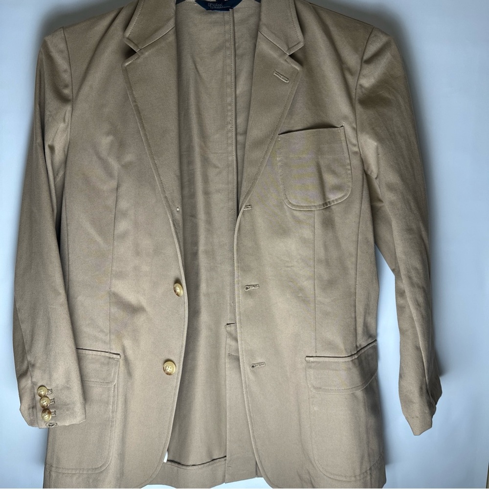 Polo Ralph Lauren Youth Boys XL  Blazer Jacket Sport Coat Cotton Tan Khaki - Picture 3 of 10